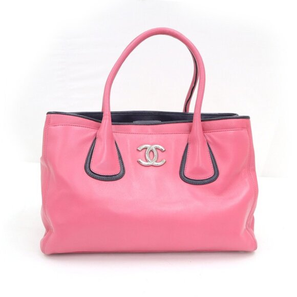 Authentic CHANEL CC Lambskin Executive Cerf Shopper Large Tote Pink - Picture 1 of 14